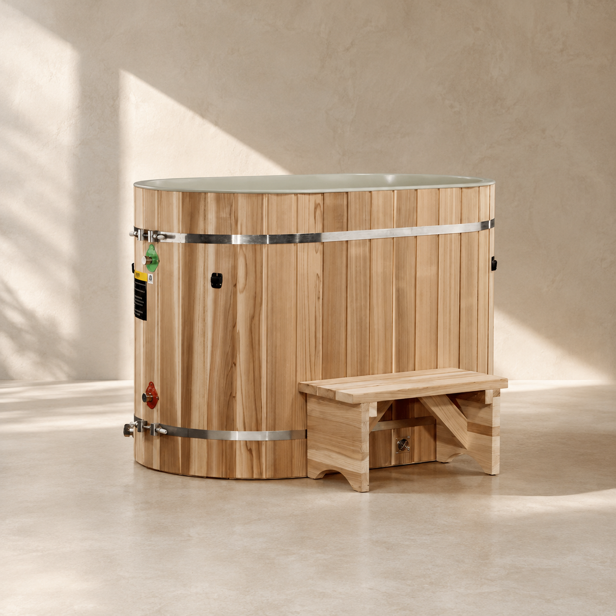 Dynamic Cold Therapy Oval Cedar Cold Plunge – Plastic Interior (Tub Only)