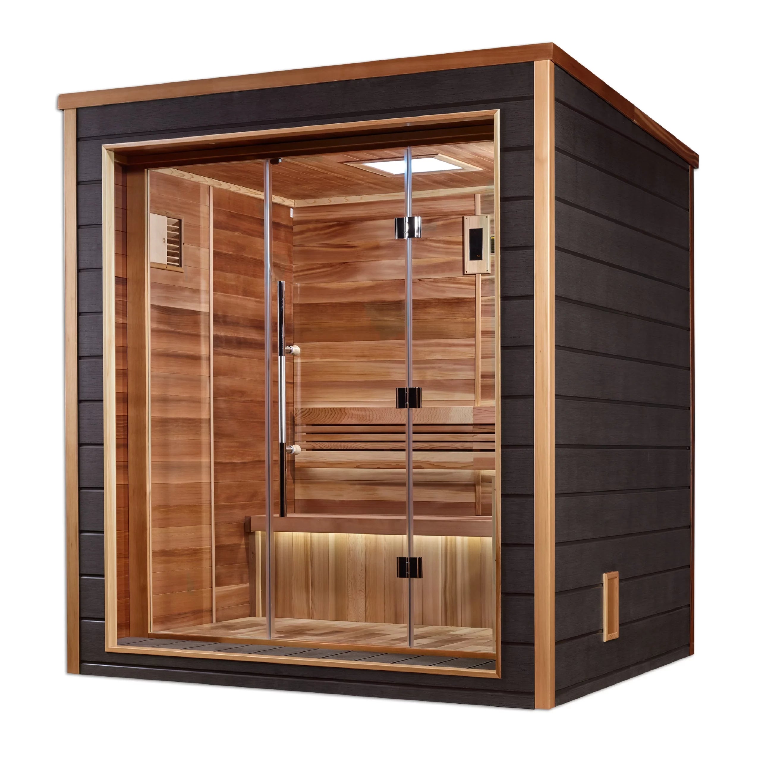 Golden Designs Drammen 3-Person Indoor/Outdoor Traditional Sauna – Canadian Red Cedar