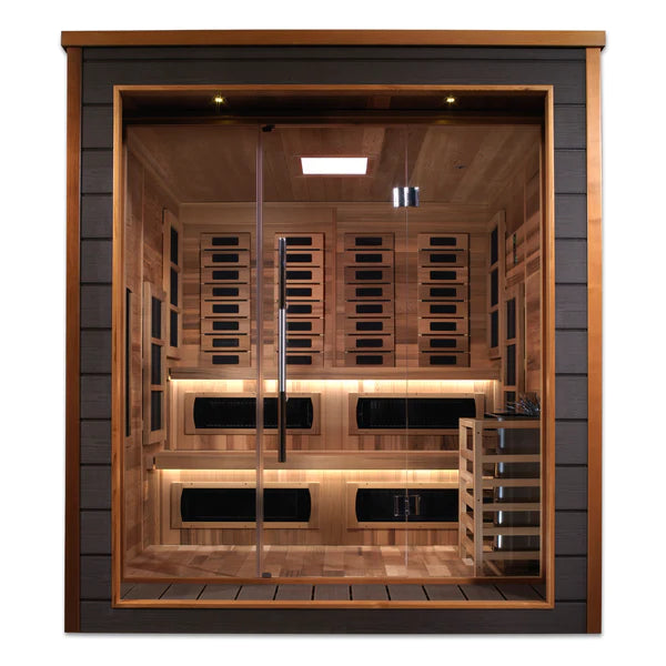 Golden Designs Karlstad 6-Person Indoor/Outdoor PureTech™ Hybrid Full Spectrum Sauna – Canadian Red Cedar