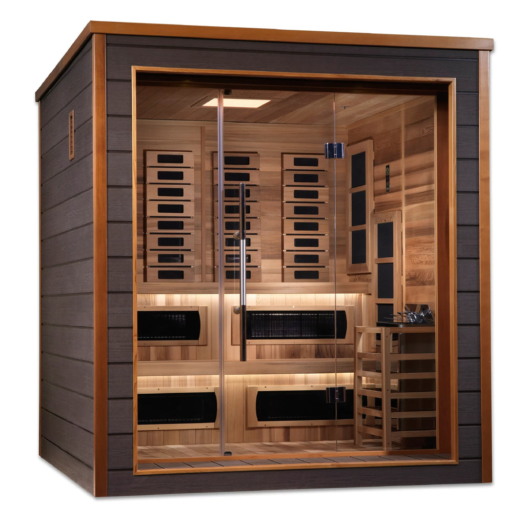 Golden Designs Karlstad 6-Person Indoor/Outdoor PureTech™ Hybrid Full Spectrum Sauna – Canadian Red Cedar