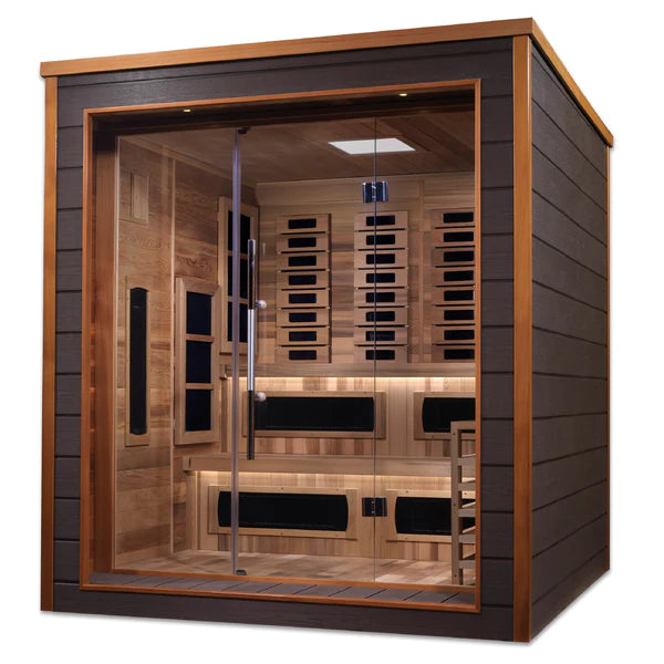 Golden Designs Karlstad 6-Person Indoor/Outdoor PureTech™ Hybrid Full Spectrum Sauna – Canadian Red Cedar