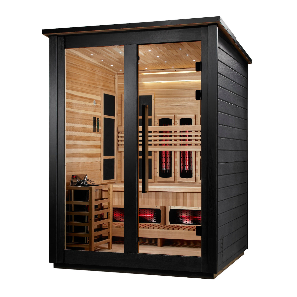 Golden Designs Loviisa 3-Person Hybrid Outdoor Sauna – Black — view 3