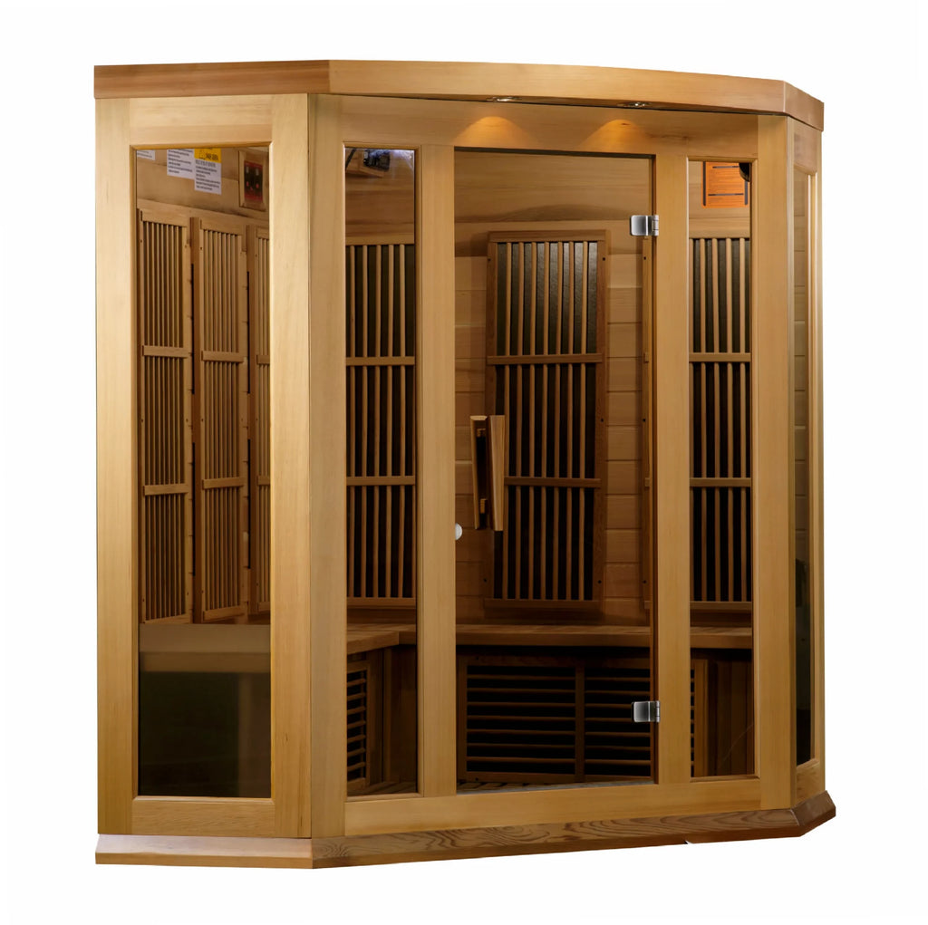 Maxxus Avignon 3-Person Corner Low EMF FAR Infrared Sauna – Canadian Red Cedar