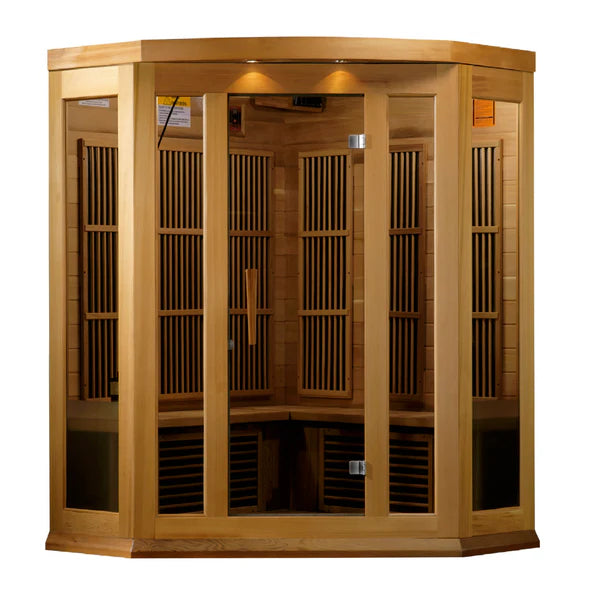 Maxxus Avignon 3-Person Corner Low EMF FAR Infrared Sauna – Canadian Red Cedar