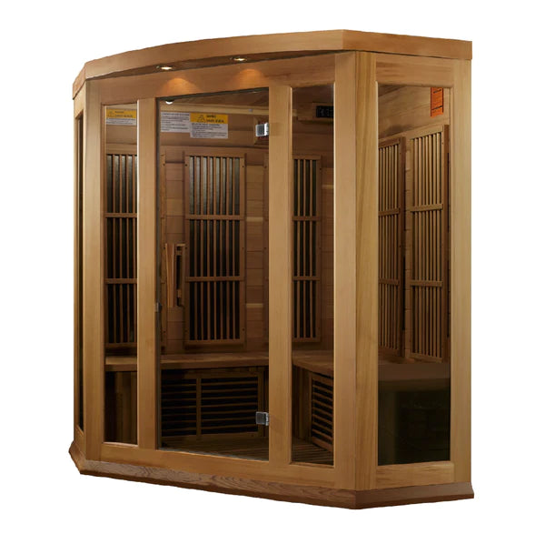 Maxxus Avignon 3-Person Corner Low EMF FAR Infrared Sauna – Canadian Red Cedar
