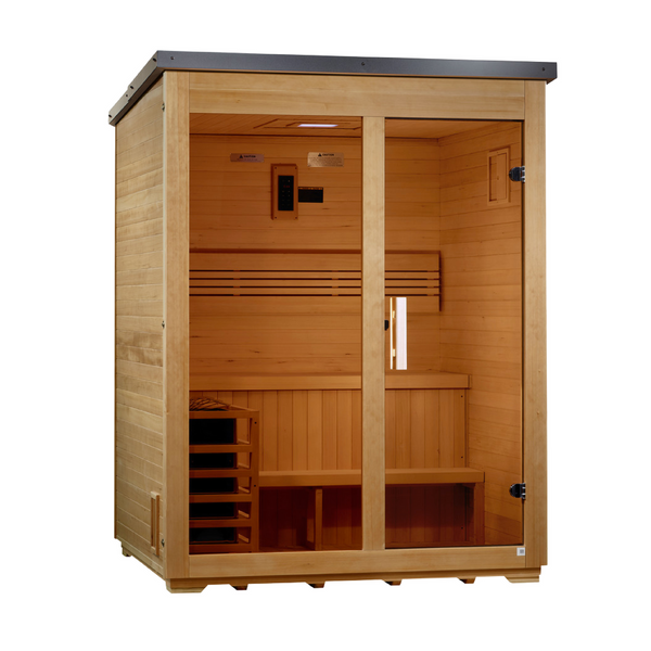 Golden Designs Arlberg 3-Person Traditional Outdoor Steam Sauna – Flat Roof