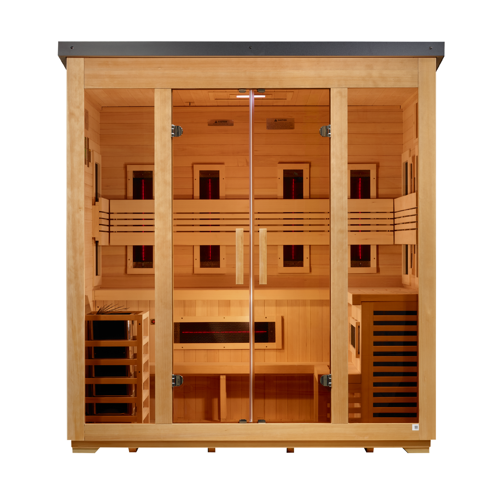 Golden Designs Gargellen 5-person hybrid outdoor sauna center view