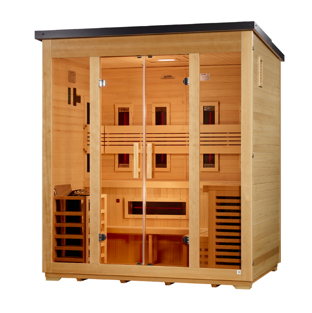 Golden Designs Gargellen 5-person hybrid outdoor sauna right view