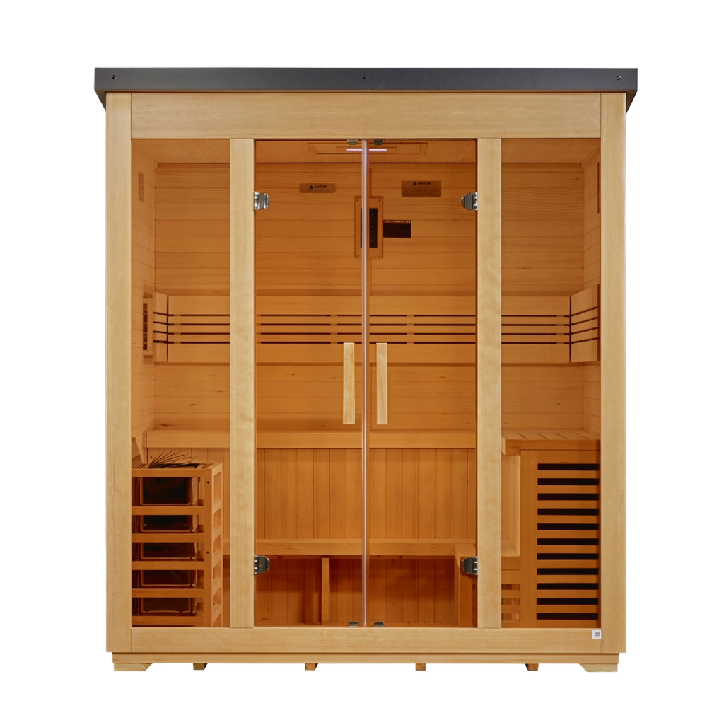 Golden Designs Vorarlberg 5-person traditional outdoor sauna center view