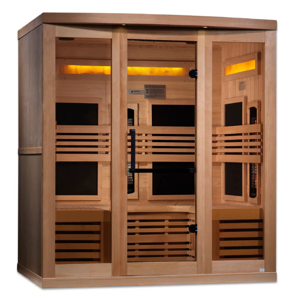 Golden Designs Zenith 6 Person Full Spectrum Near Zero EMF Infrared Sauna with Himalayan Salt