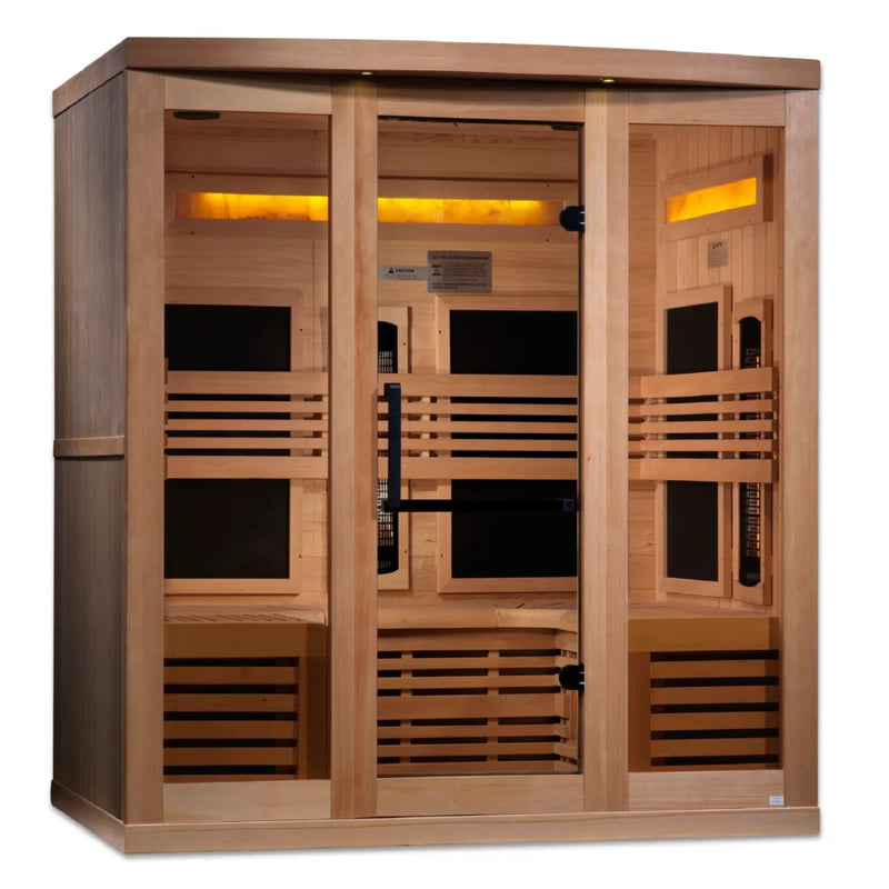 Golden Designs Zenith 6 Person Full Spectrum Near Zero EMF Infrared Sauna with Himalayan Salt