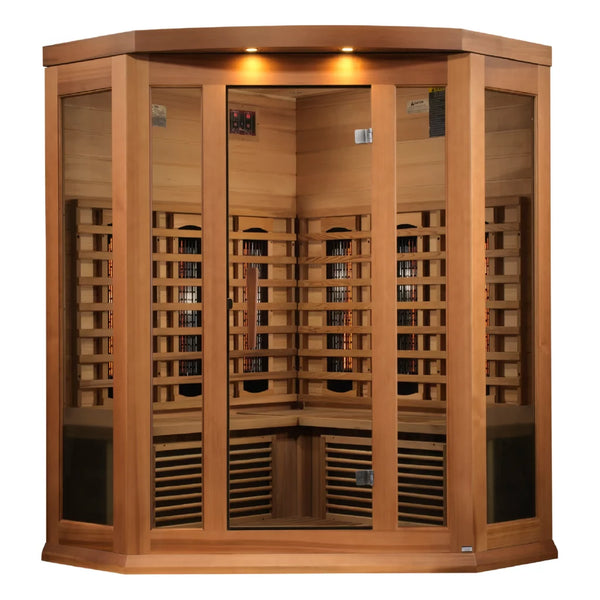 Maxxus Avignon 3 Person Corner Full Spectrum Infrared Sauna – Canadian Red Cedar
