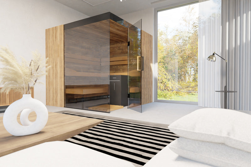 Thermasol Aalto - Glass and Wood Panels, 3-4 Person, Indoor Sauna - view 2