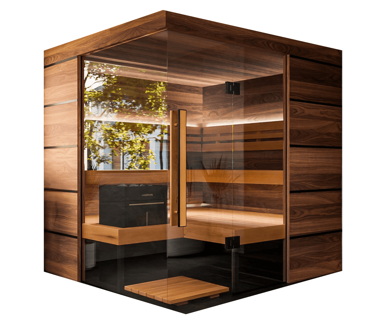 Thermasol Astra - Glass and Wood Panel Corner Layout, 3-4 Person, Indoor Sauna - view 2